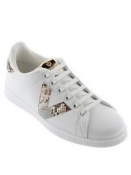 image of Victoria Leather Tennis Snake V Logo Trainer, Nude, Size 3, Women