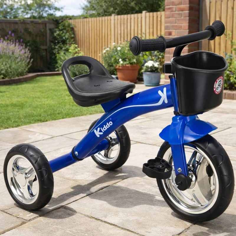 Image of Kiddo Trike 3 Wheel Ride On Tricycle with Basket in Blue Size: 1 Pack Blue Unisex 1 Pack
