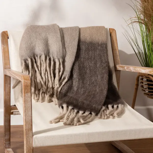 image of Rawton Ombre Throw Flint/Black