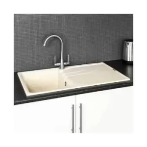 image of Elleci EGO400 Kitchen Sink Single Bowl Cream Granite Reversible Recessed - Beige - Reginox