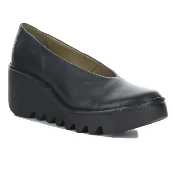 Image of Fly London Womens Beso Slip On Wedge Pump Shoes - UK 4 / EU 37 Black female PS4140BLK37