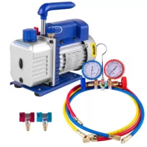 Image of VEVOR 3CFM 1/4HP Vacuum Pump Refrigerant Vacuum Pump Kit, 84 L/min Refrigerant Controlled Tools HVAC Single Stage AC Vacuum Pump A/C Manifold Gauge Se