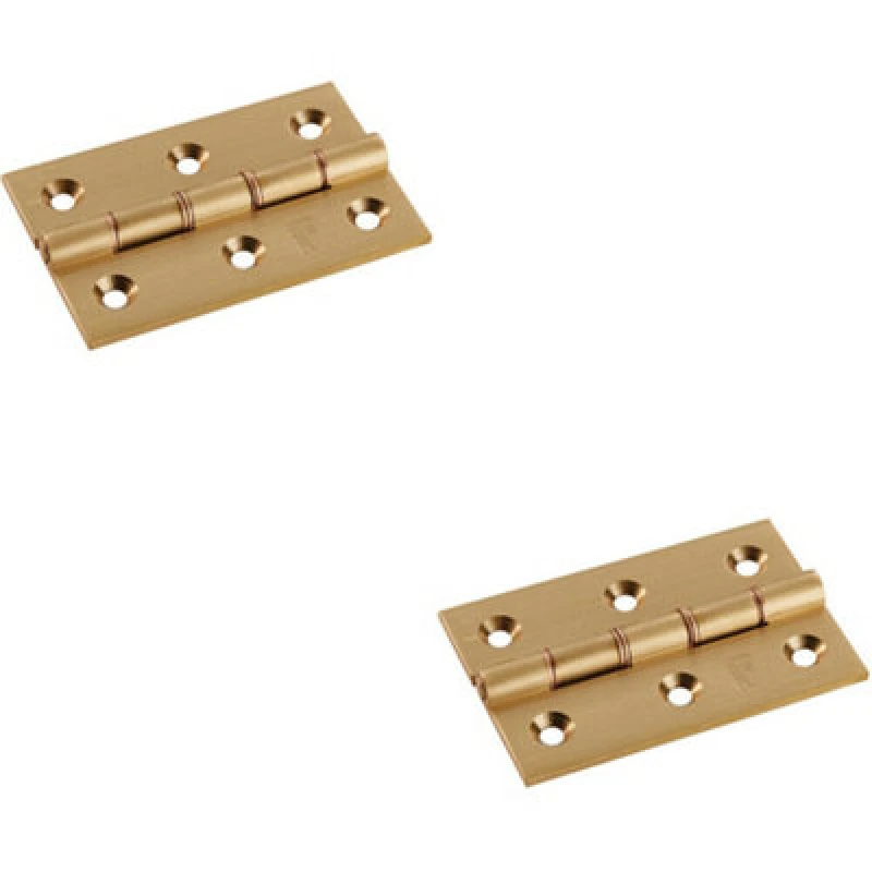 Image of Loops 2x PAIR 76 x 50 x 2.5mm Brass Washered Butt Hinge Satin Brass Internal Door Metallics