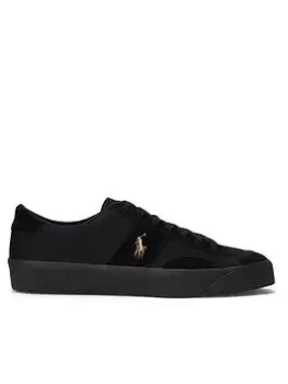 Image of Polo Ralph Lauren Polo Ralph Lauren Sayer Canvas & Suede Trainers, Black, Size 8, Men