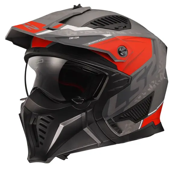 Image of LS2 OF606 Drifter Devor Matt Silver Titanium Red 06 Multi Helmet Size L