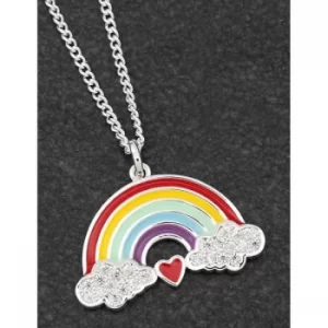 Image of Colourful Rainbow Silver Plated Cloud Heart Rainbow Necklace