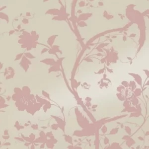 Image of Laura Ashley Oriental Garden Pearlescent Chalk Pink Wallpaper