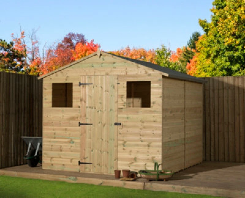 Image of Empire Sheds Empire 10000 Premier Apex Shed Windows 8X10 Pressure Treated Tongue And Groove Wooden Garden Shed (8' X 10' / 8ft X 10ft) (8X10)