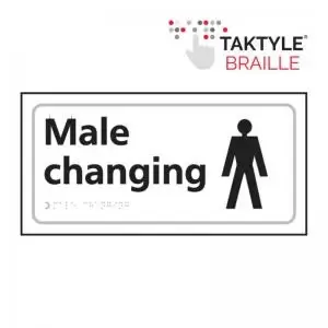 Image of Male Changing&rsquo; Sign; Self Adhesive Taktyle; White 300mm x