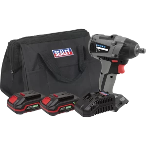 image of Sealey CP20VIWX 20v Cordless Brushless Impact Wrench 1/2" 1 x 2ah & 1 x4ah Li-ion Charger Bag