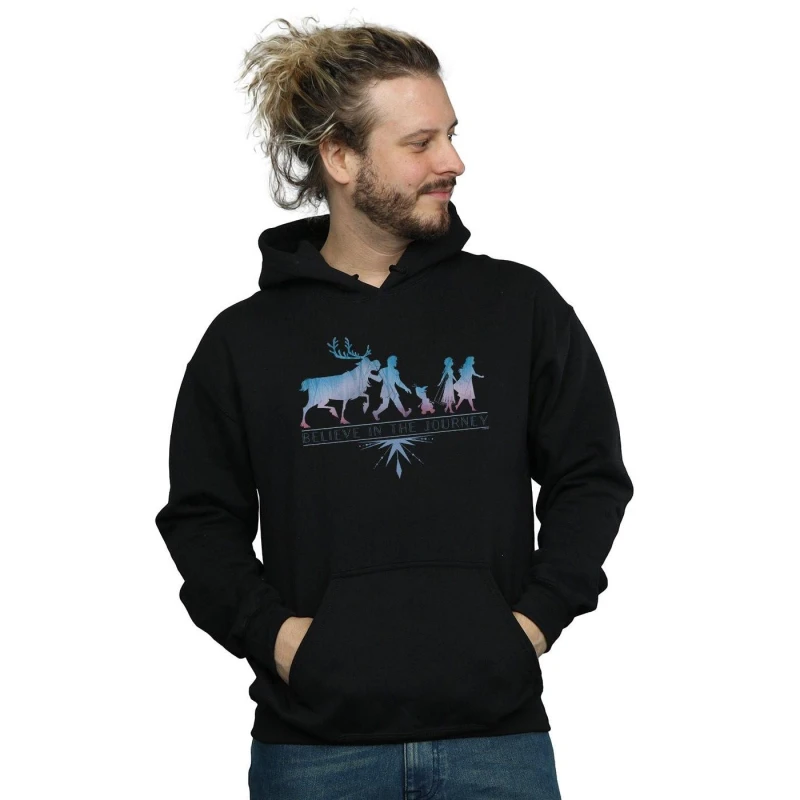 Image of Disney Men Frozen 2 Believe In The Journey Silhouette Hoodie in Black Size: Small Black S Male 5059400208740