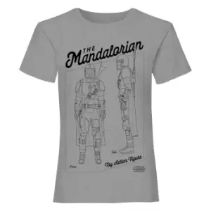 image of Star Wars: The Mandalorian Girls Action Figure T-Shirt (12-13 Years) (Heather Grey)