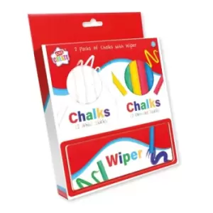 image of Anker 2 Packs Of Chalks And Wiper 12 White, 12 Colours