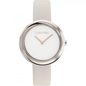 Ladies CALVIN KLEIN Twisted Bezel Leather Watch