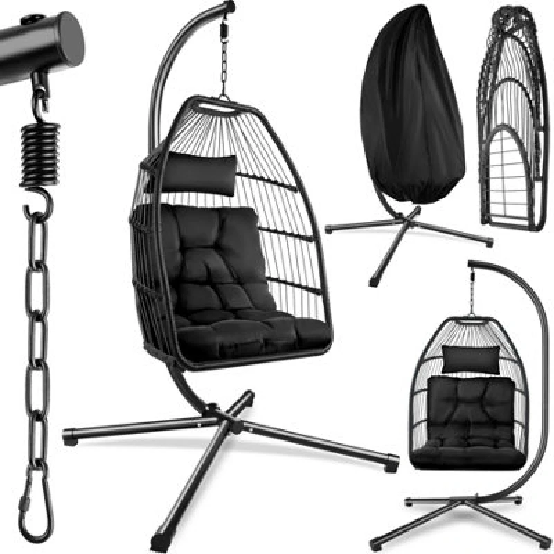 Image of tectake Egg Chair Ariane in Black Size: 1 Seater Black Unisex 1 Seater