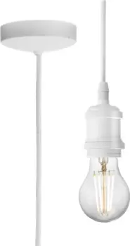 Image of KnightsBridge 1.8m E27 Vintage Pendant Set - Matt White