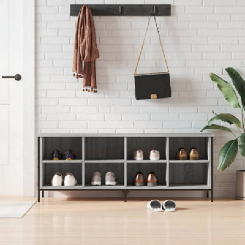 Image of Vidaxl Shoe Cabinet Grey Sonoma 131X35X50 Cm Engineered Wood