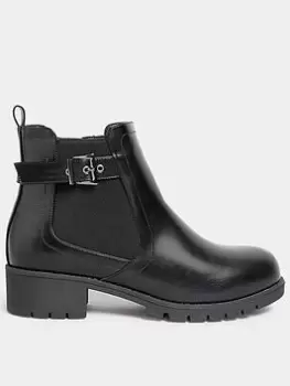 Image of Yours Extra Wide Fit Buckle Ankle Boot Black, Size 5Eee, Women