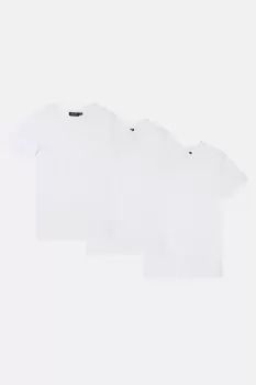 image of 3 Pack White Muscle Fit Crew Neck T-Shirts