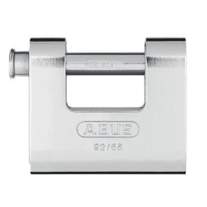 image of ABUS Mechanical 92/65mm Monoblock Brass Body Shutter Padlock Carded