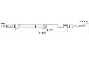 Image of ATE Brake Cable 24.3727-0157.2 Hand Brake Cable,Parking Brake Cable VW,Transporter IV Bus (70B, 70C, 7DB, 7DK, 70J, 70K, 7DC, 7DJ)