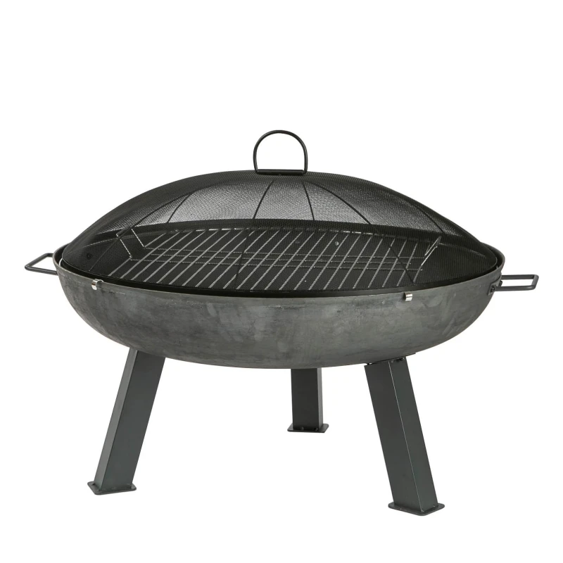 Image of Harbour Housewares 75Cm Cast Iron Fire Pit Bbq - Outdoor Garden Patio Fire Bowl Brazier Heater Stove For Wood Log Charcoal Burning