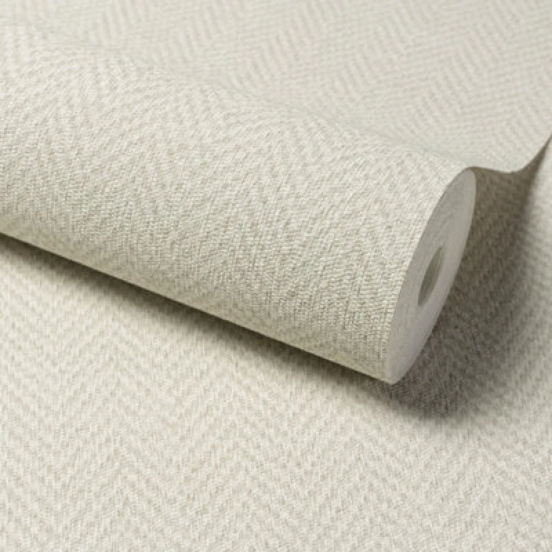 Image of Grandeco Antiga Herringbone Chevron Weave Textured Wallpaper, Neutral