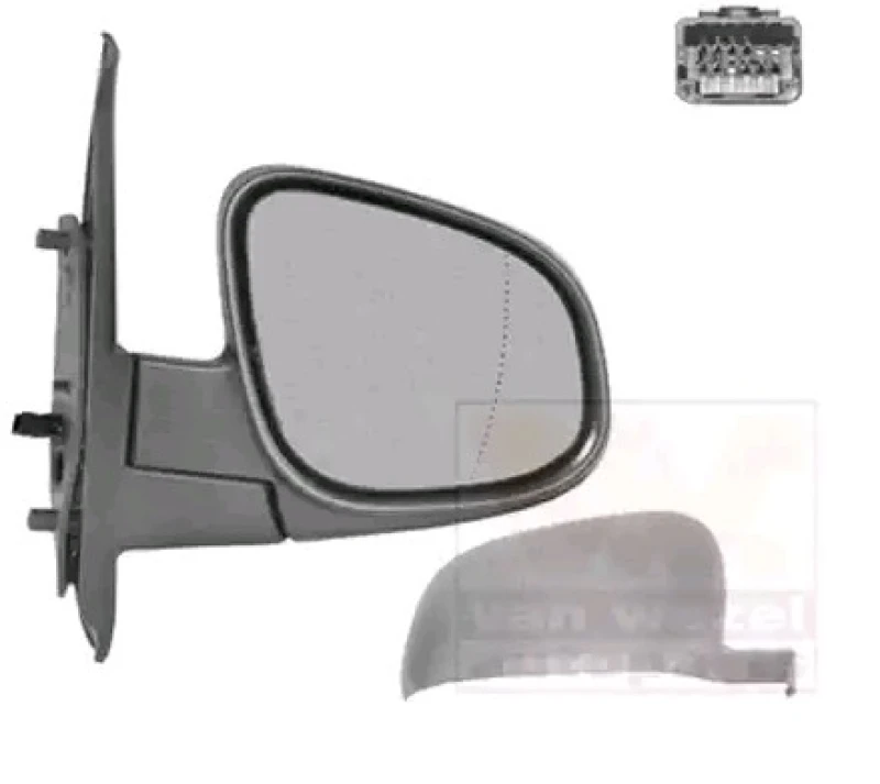 Image of VAN WEZEL 4412828 Wing mirror * HAGUS * Right, with temperature sensor, primed Outside Mirror (50)