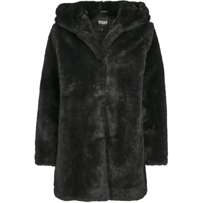 Image of Urban Classics Womens parka Urban Classic hooded teddy coat Noir Female L