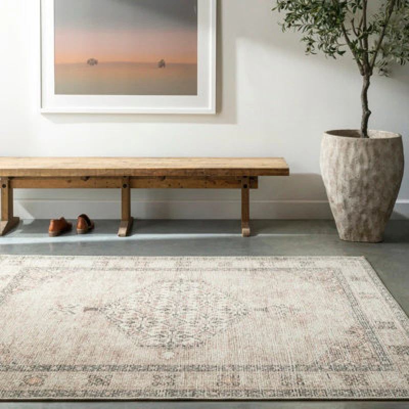Image of Becki Owens X Livabliss Vintage Oriental Boho Blush/beige Lila Area Rug 120 X 170 Cm - Easy Care, Ideal For Living Room & Bedroom
