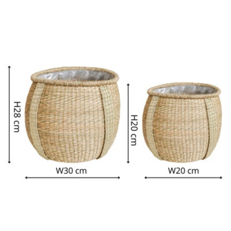 Image of Ivyline Pando Seagrass Basket Natural Set Of 2, Brown PSBNS2