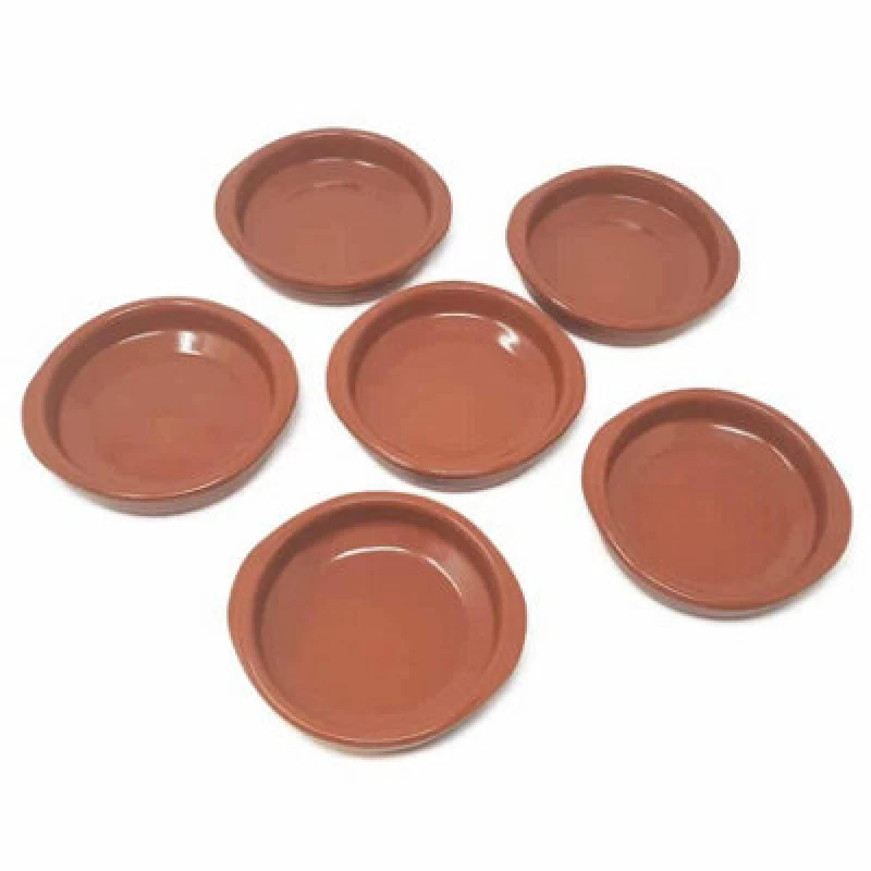 Image of Verano Spanish Ceramics El Toro Glazed Terracotta Kitchen Dining Set of 6 Tapas Bowls (Diam) 12cm Brown