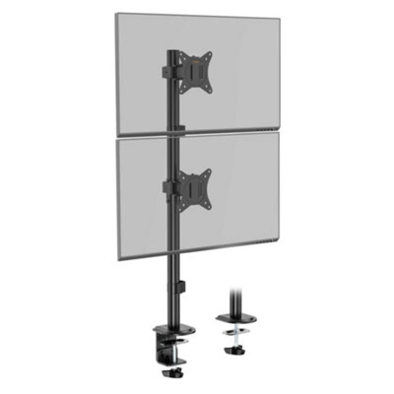 Image of VonHaus Height Adjustable Vertical Double Monitor Stand with Clamp Black unisex