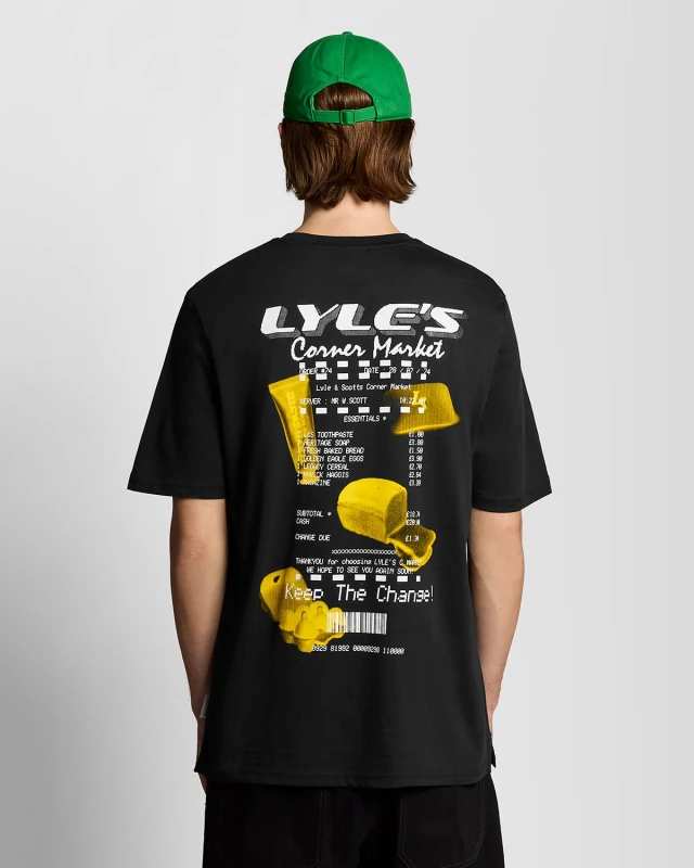 Image of Lyle & Scott Mens Back Print Graphic T-Shirt in Black