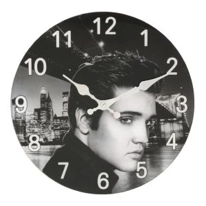 image of Iconic Collection Glass Wall Clock Elvis Design 30cm