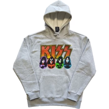 image of KISS - Logo, Faces & Icons Unisex Large Hoodie - Grey