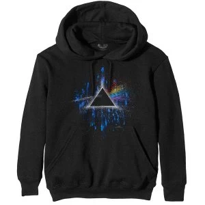 Image of Pink Floyd - Dark Side of the Moon Blue Splatter Mens X-Large Pullover Hoodie - Black