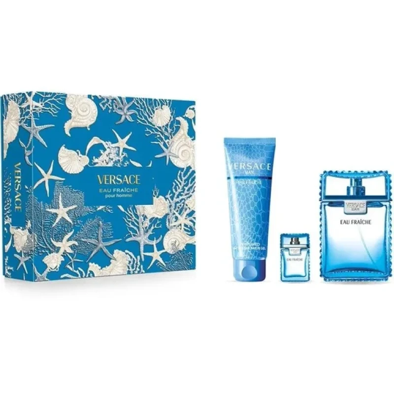 Image of Versace Man Eau Fraiche Gift Set 100ml Eau de Toilette + 5ml Eau de Toilette + 150ml Shower Gel