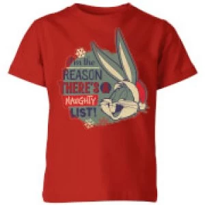 Image of Looney Tunes I'm The Reason There Is A Naughty List Kids Christmas T-Shirt - Red - 11-12 Years
