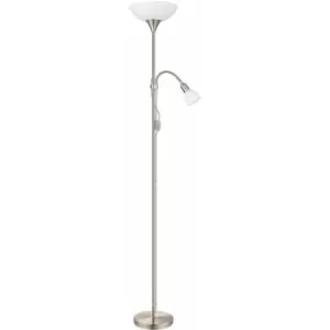 Image of Loops - Floor Lamp Light Satin Nickel Shade White Plastic Glass Bulb E27 E14 1x60W 1x25W