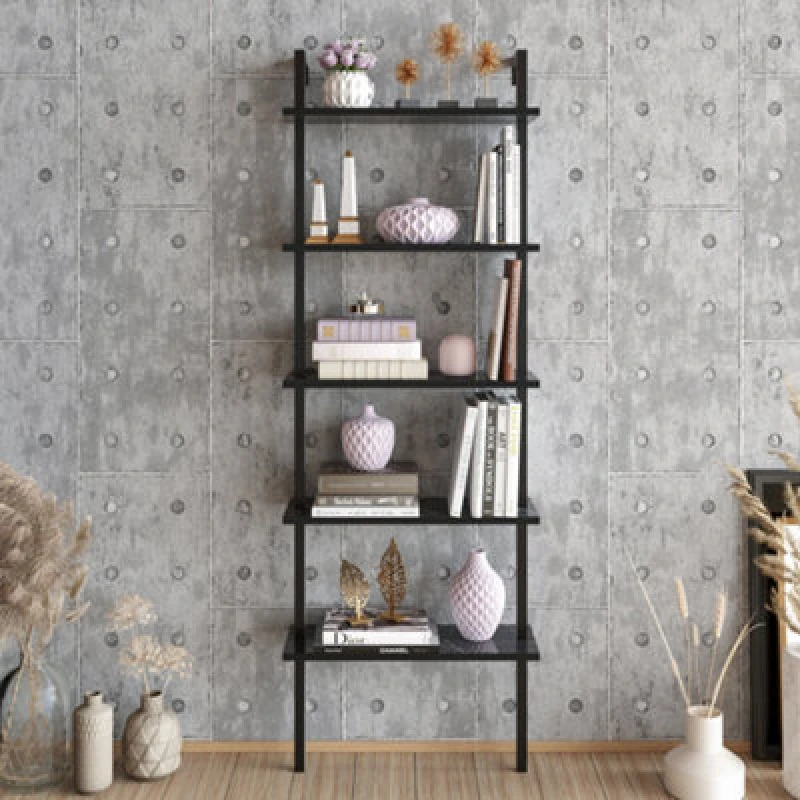 Image of Decorotika Piante 5-tier Bookcase Shelving Display Unit (Wall Mountable) Black