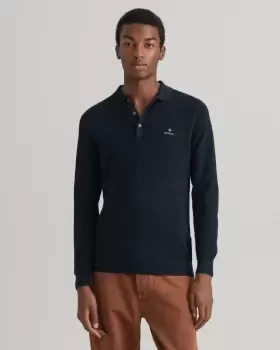 Image of GANT Men Cotton Pique Polo Sweater (M) Blue