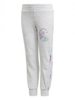 Image of adidas Girls Younger Large Disney Frozen Print Pant - Grey/Purple, Size 9-10 Years, Women