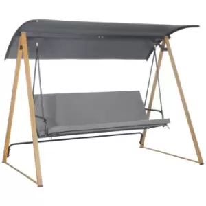 Image of Outsunny 3 Seater Garden Swing Chair Bench with Adjustable Canopy, Cushioned Seat and Weather Resistant Steel Frame for Patio, Yard