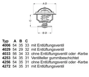 image of Coolant Thermostat 4256.87D50 by Wahler