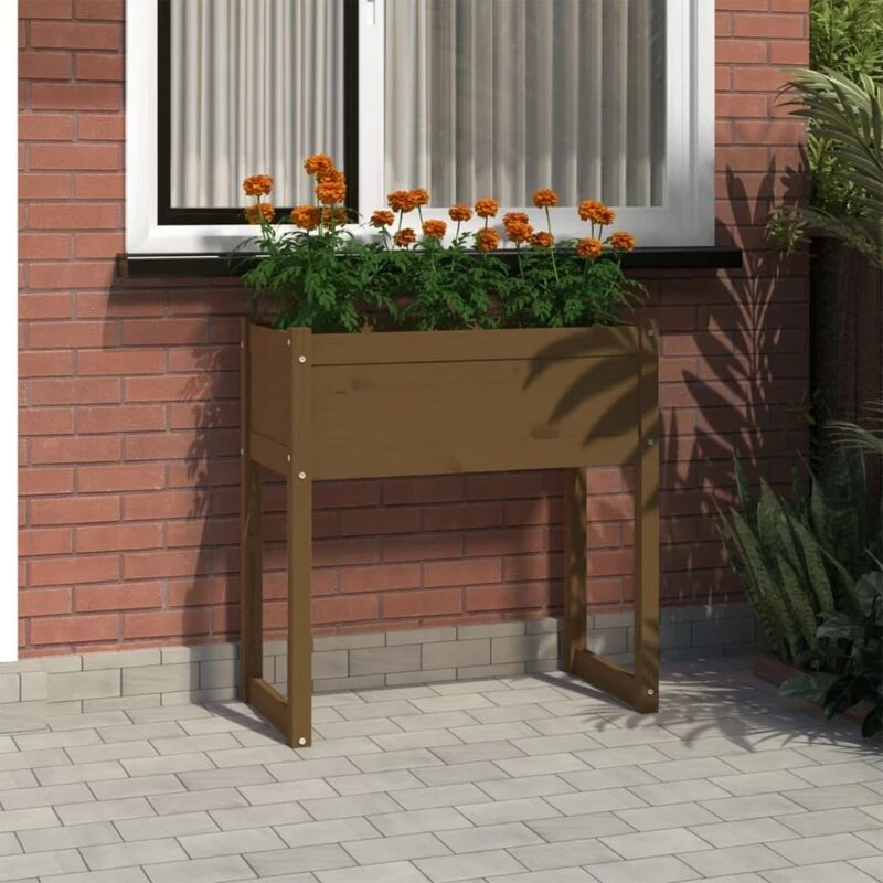Image of vidaXL Planter Honey Brown 78x40x81cm Solid Wood Pine, Brown 822135