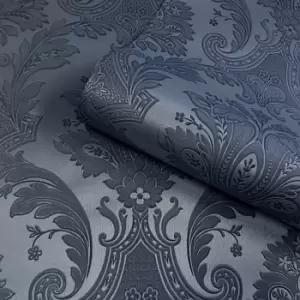 image of Belgravia Decor Amara Dark Blue Damask Wallpaper