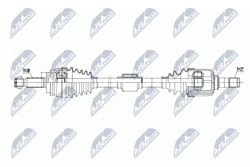 Image of NTY NPW-MS-088 Drive shaft Automatic Transmission, Front Axle Right Drive Shaft (13)