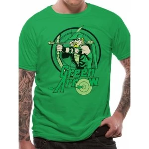 image of Green Arrow - All The Heroes Circle Unisex T-Shirt Black Small