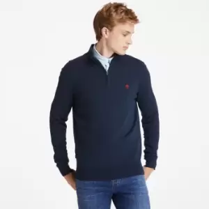 Image of Timberland Williams River Zip-neck Sweater For Men In Navy, Size XL